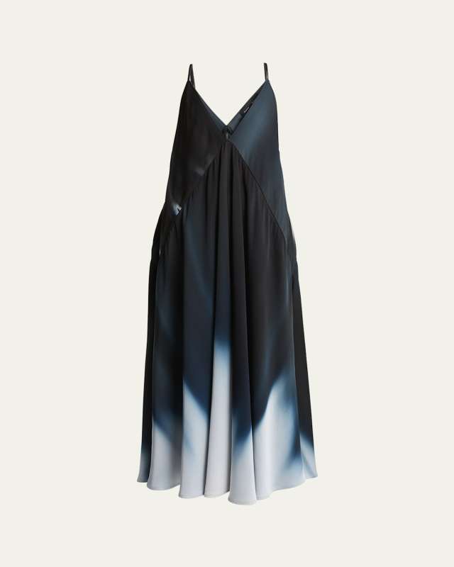 Torres Plunging Printed Viscose Gabardine Sleeveless Maxi Dress