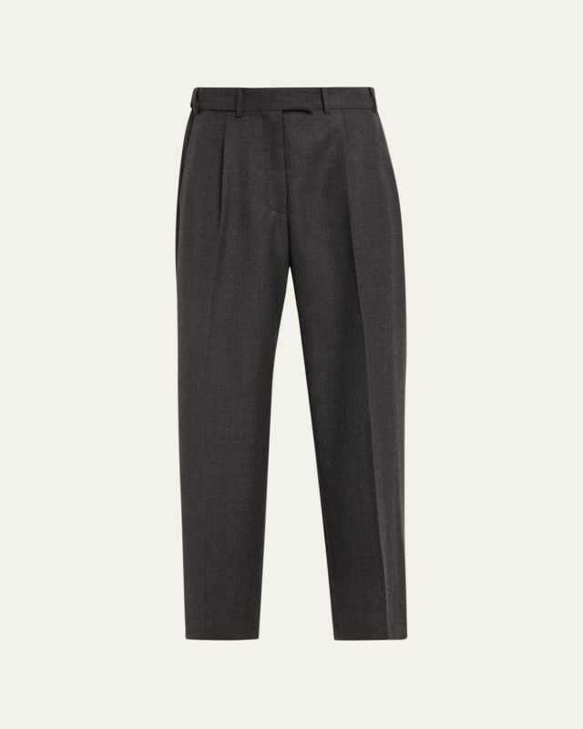 Roan Pintuck Straight-Leg Wool Pants