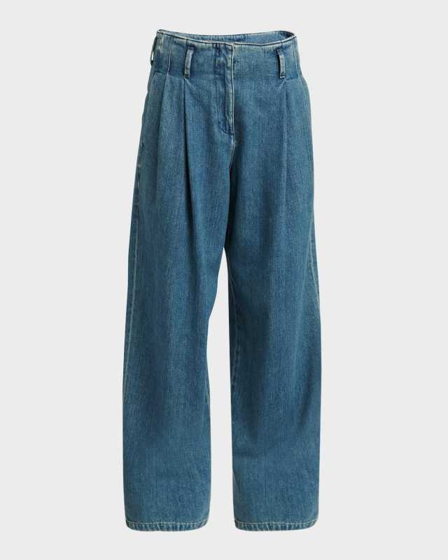 Journey Wide-Leg Pleated Jeans