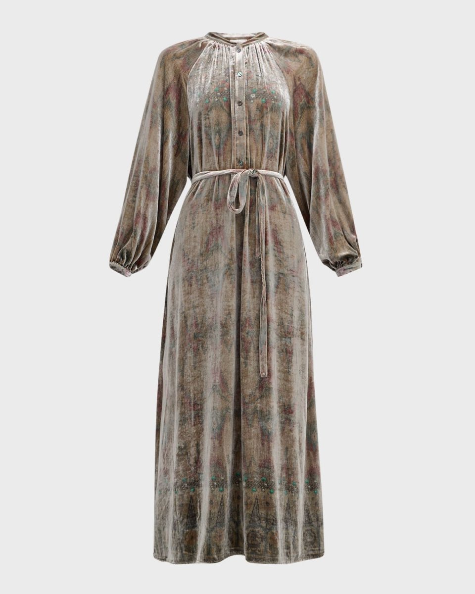 Abstract-Print Viscose-Silk Midi Dress
