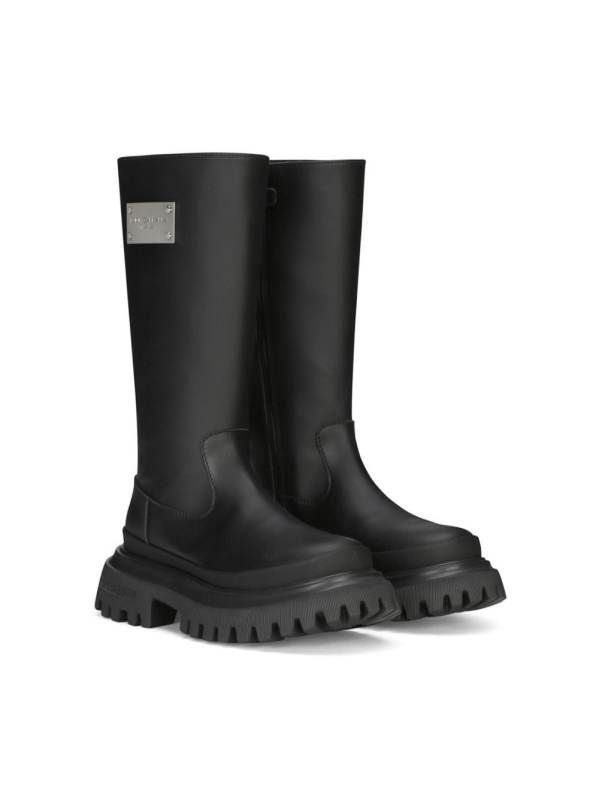 logo plaque leather boots