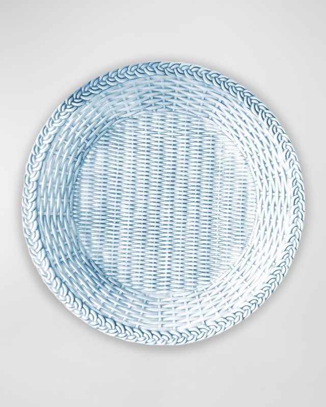Wicker Handpainted Plate Blue, Set of 4