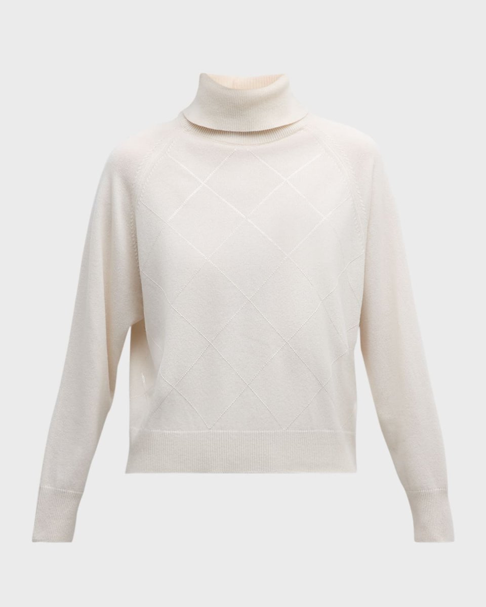 Diamond-Embroidered Turtleneck Sweater