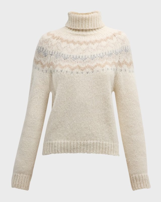 Sequin Fair Isle Turtleneck Sweater