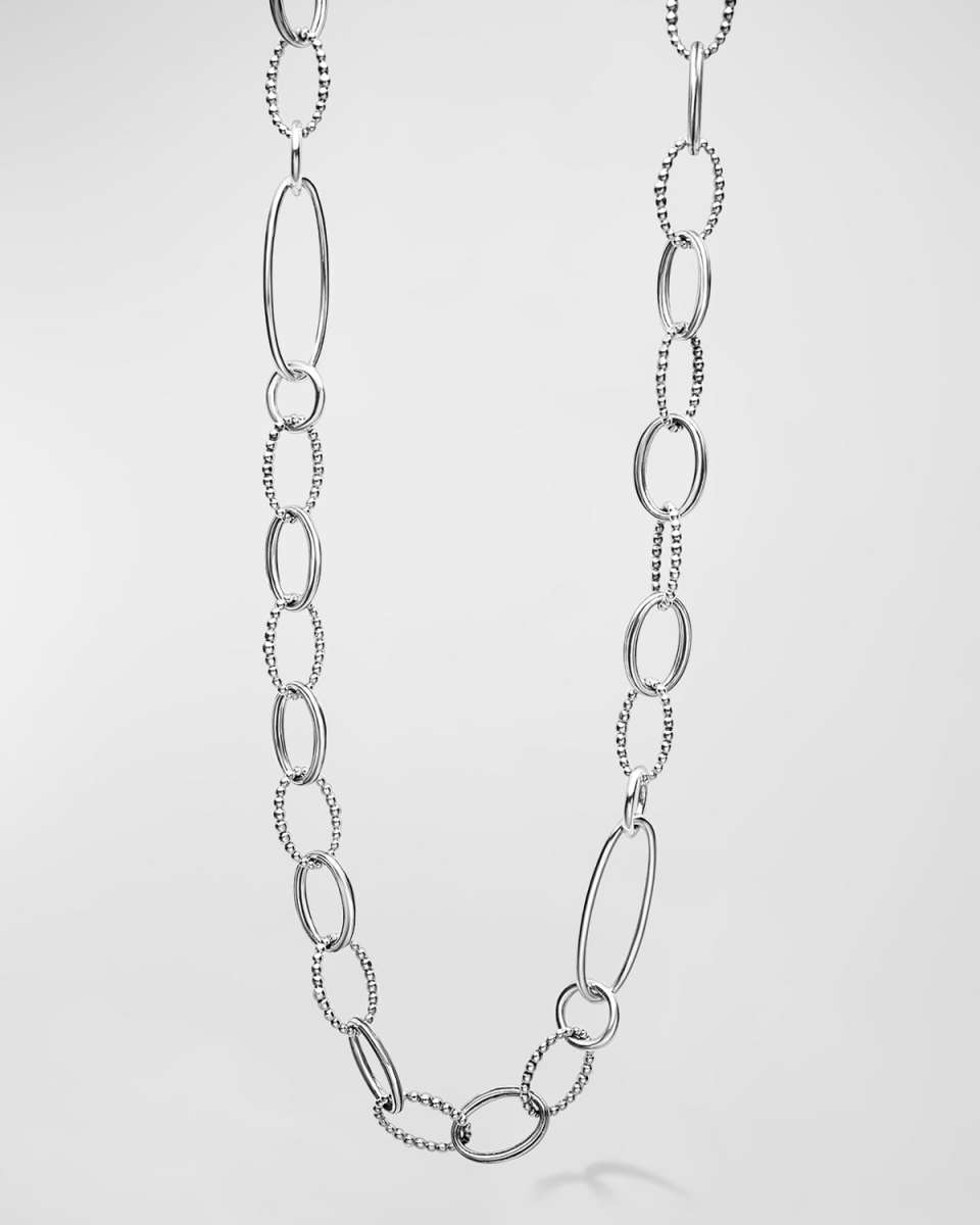 Sterling Silver Oval Link Necklace, 34"L