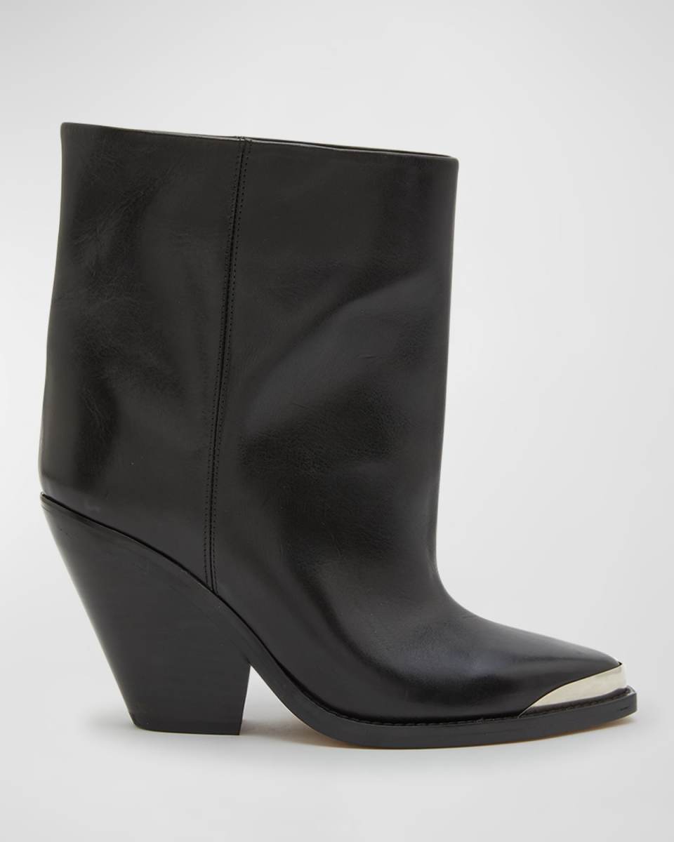 Ladel Leather Metal-Toe Booties