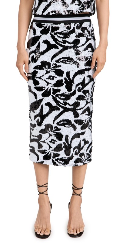 Le Superbe Hibiscus Liza Skirt Black Hibiscus Sequin