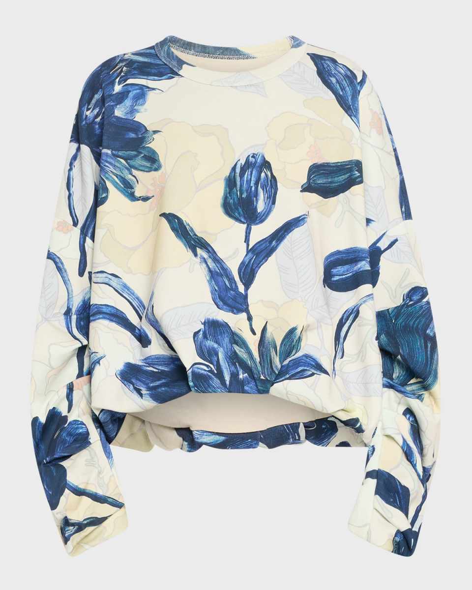 Hannett Floral-Print Balloon Crewneck Sweater