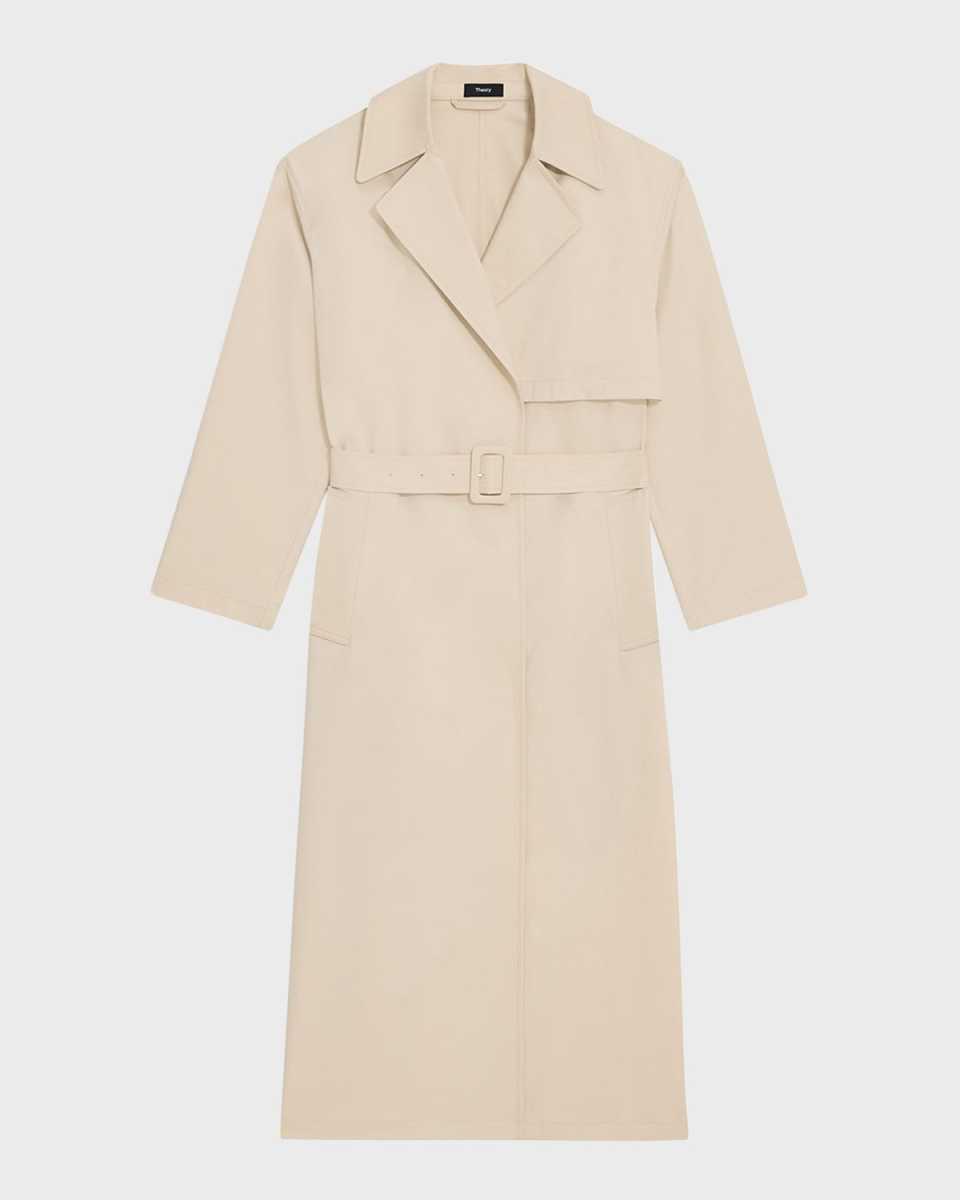 Single-Breasted Wrap Trench Coat