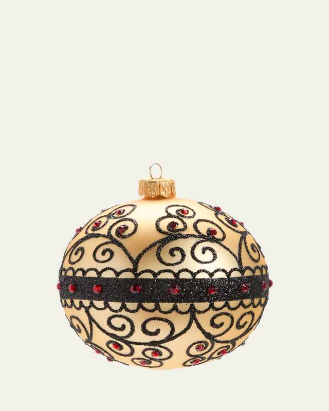 Embellished Gold and Black Christmas Ornament