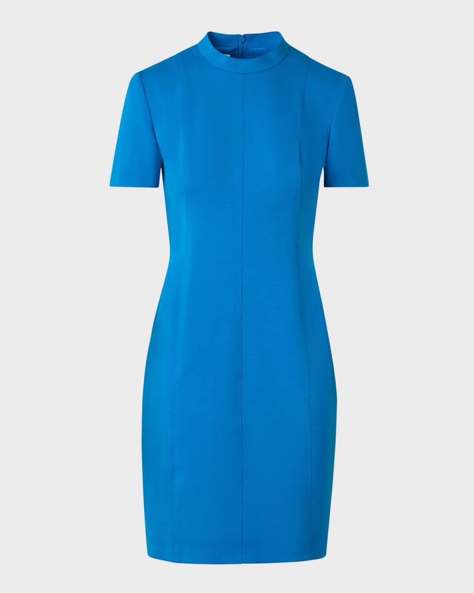 Mock-Neck Felted Wool Jersey Mini Dress
