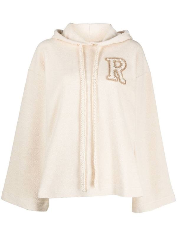 logo-letter knitted hoodie