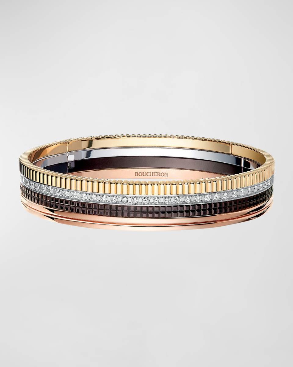 Quatre 18K Mixed Gold Diamond Bangle