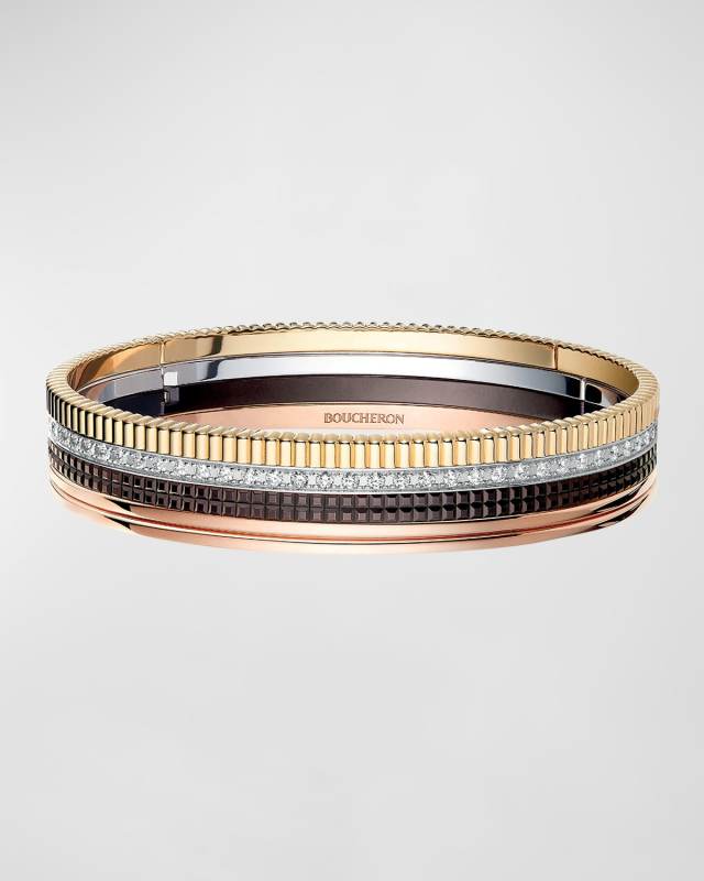 Quatre 18K Mixed Gold Diamond Bangle