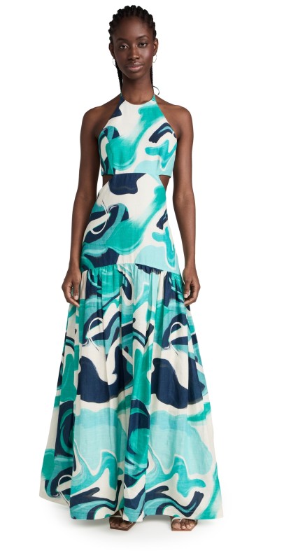 Silvia Tcherassi Rosalia Dress Turquoise Marble