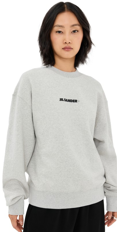 Jil Sander Long Sleeve Logo Sweatshirt Grey