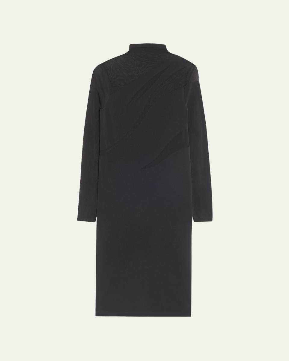 Mock-Neck Bodycon Illusion Midi Dress