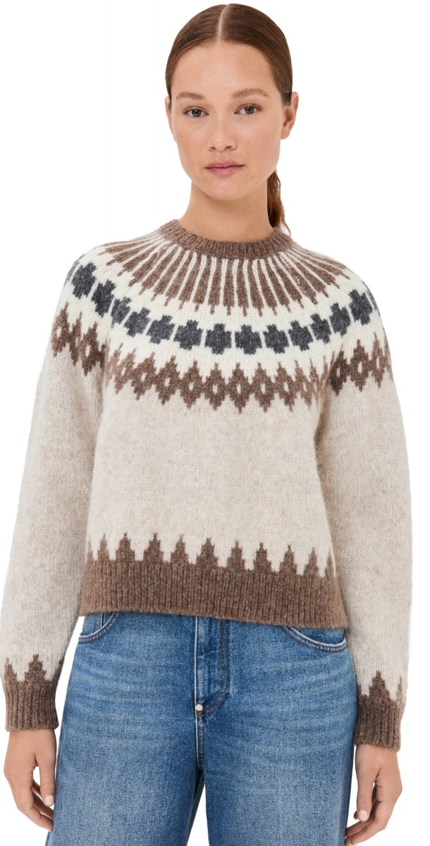 Nili Lotan Alena Sweater Oatmeal Fairisle