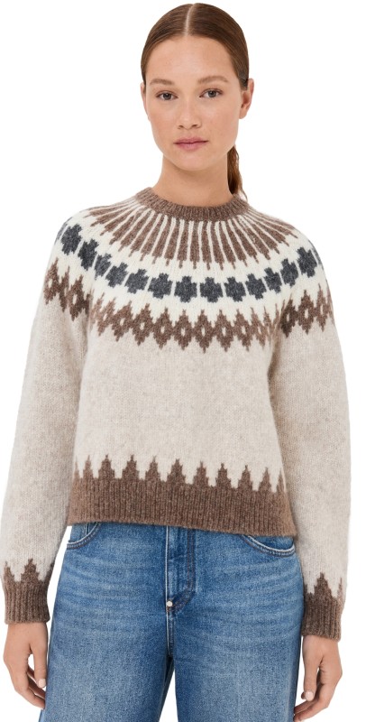 Nili Lotan Alena Sweater Oatmeal Fairisle