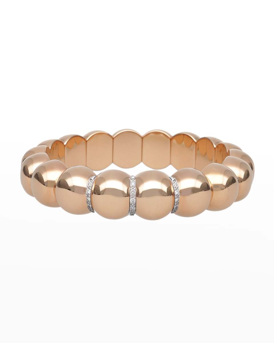 Rose Gold Overlay Small Stretch Aura Dama Bracelet with Three Diamond Sections