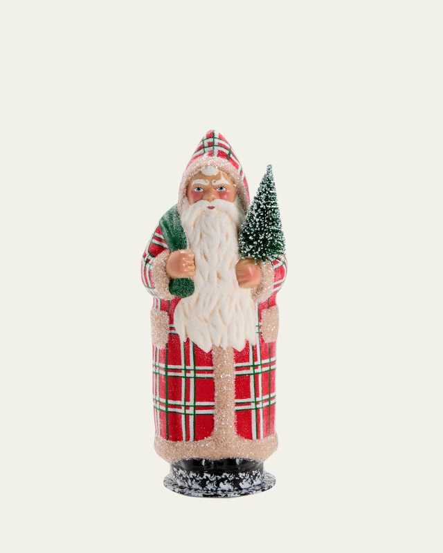 Plaid Santa With Christmas Tree