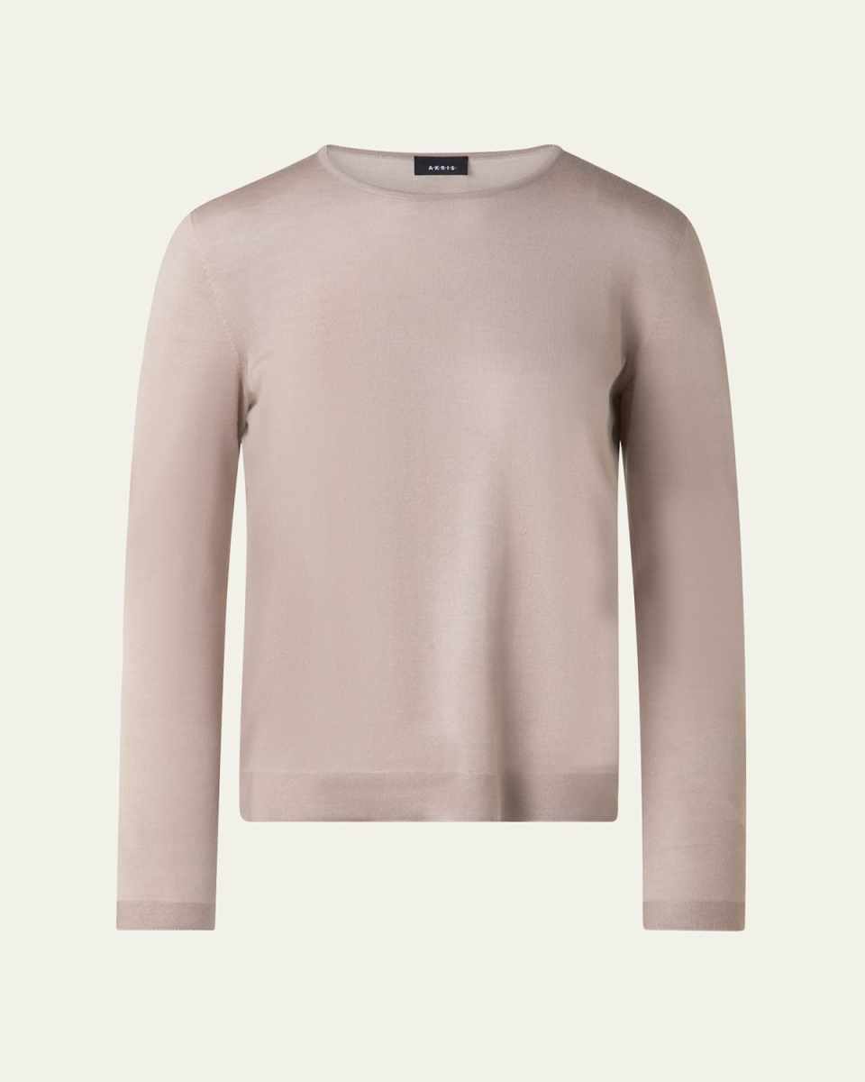 Seamless Cashmere-Silk Crewneck Sweater