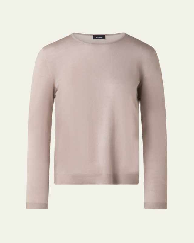 Seamless Cashmere-Silk Crewneck Sweater