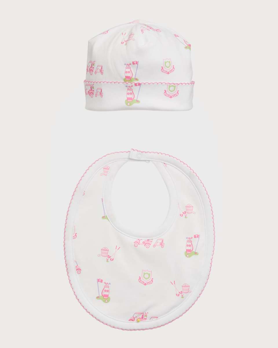Girl's Hole In One Hat W/ Bib Set, Size Newborn-S