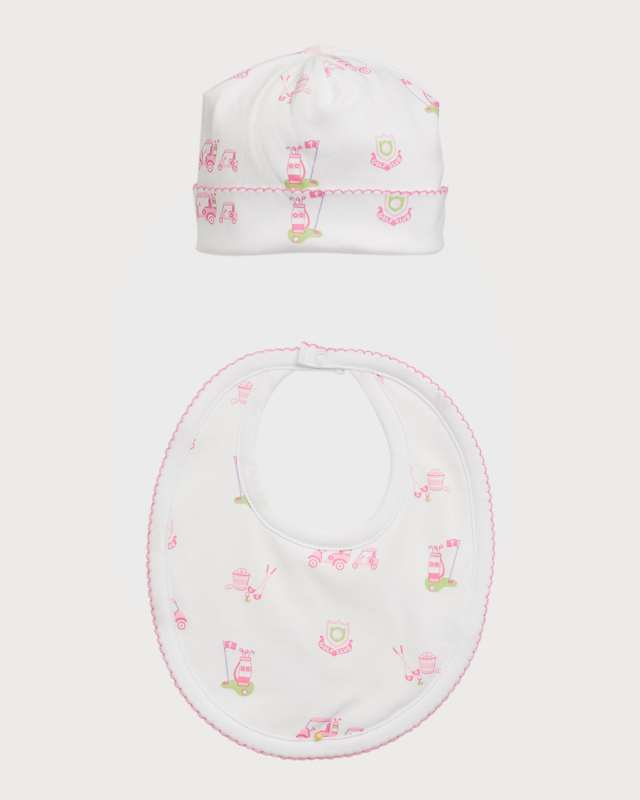Girl's Hole In One Hat W/ Bib Set, Size Newborn-S