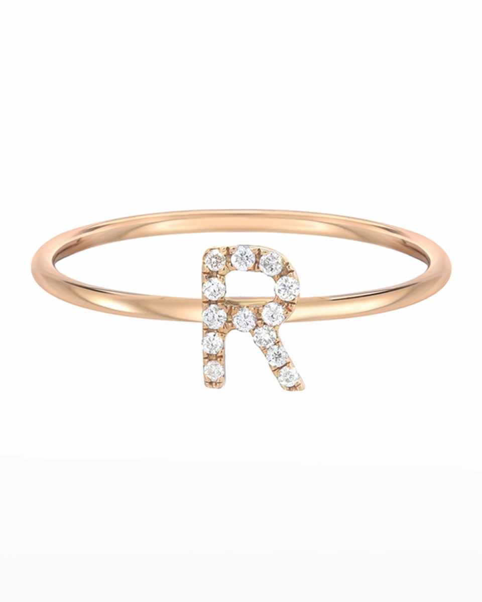 Personalized Diamond Initial Ring in 14K Yellow Gold