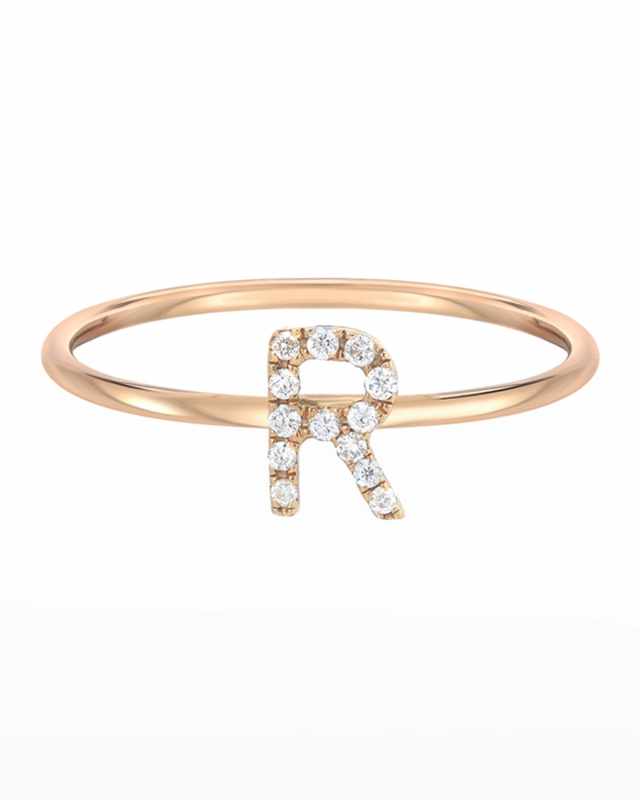 Personalized Diamond Initial Ring in 14K Yellow Gold