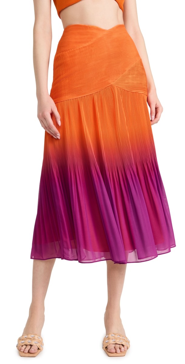 AMUR Louise Pleated Skirt Sangria Dip