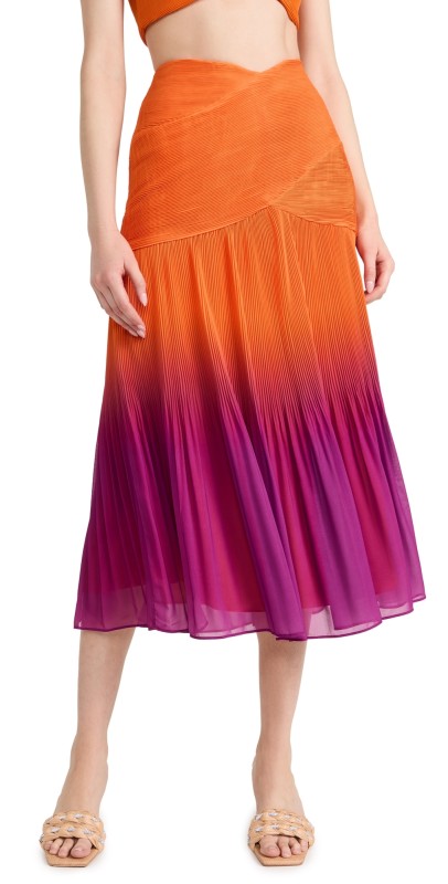 AMUR Louise Pleated Skirt Sangria Dip