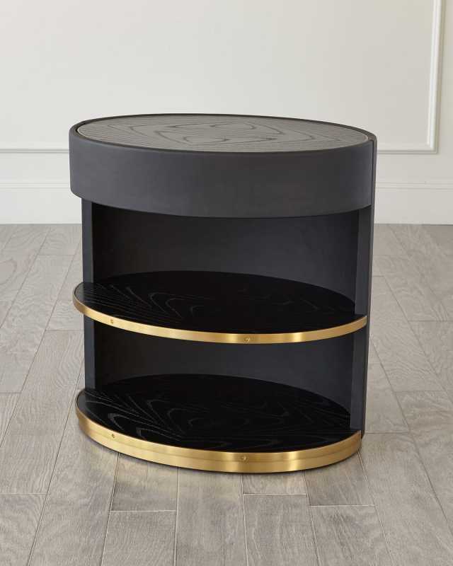 Ellipse Leather Bedside Cabinet