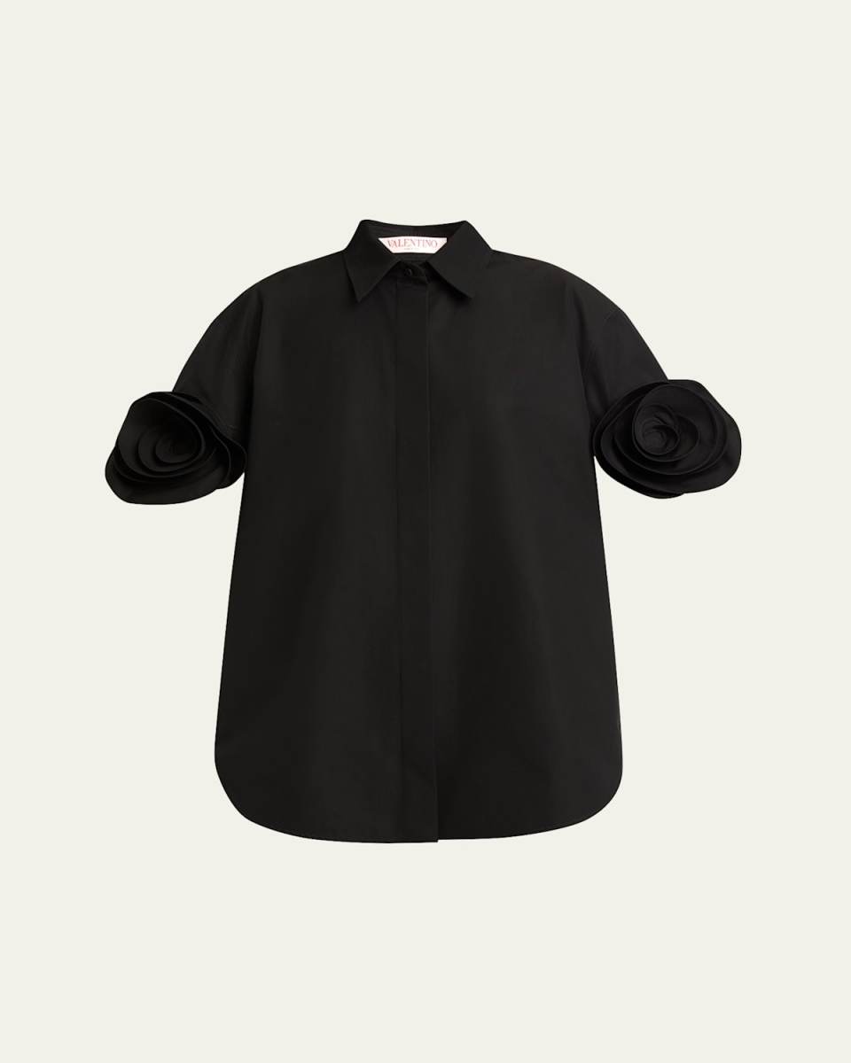 Rosette Short-Sleeve Button-Down Shirt