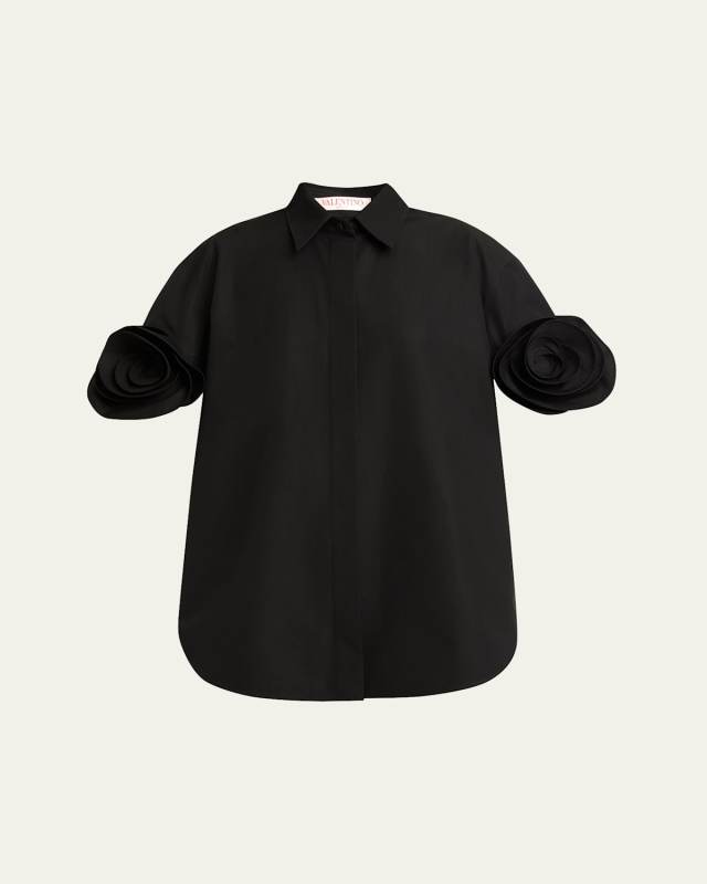 Rosette Short-Sleeve Button-Down Shirt