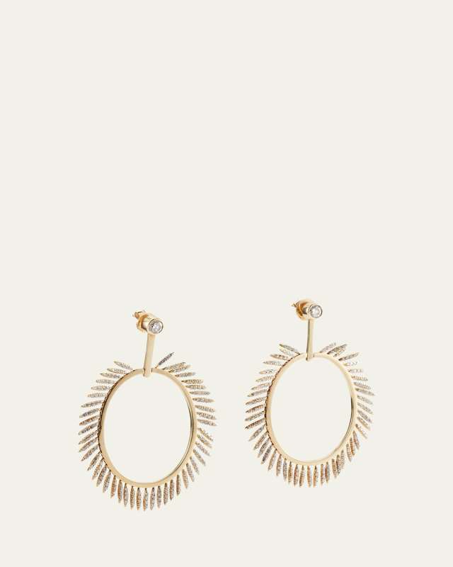 18K Grass Small Sunny Earrings with Brown Diamonds