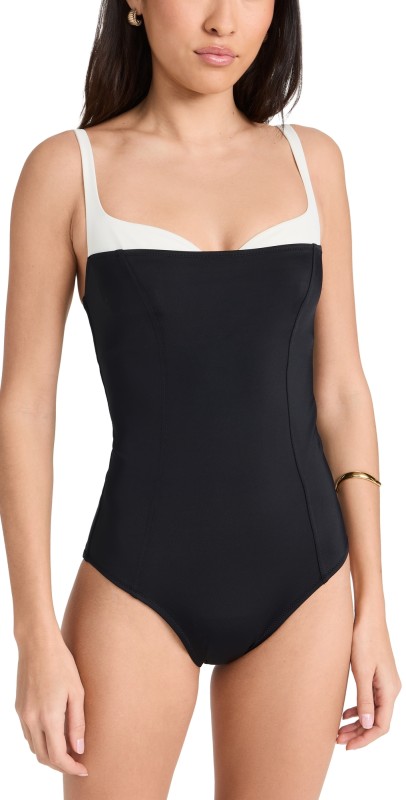 Reformation Tossa One Piece Swimsuit Black/White