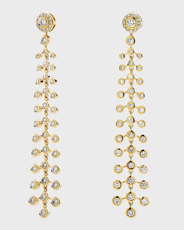 18K Yellow Gold Mogul Chandelier Earrings with Diamonds
