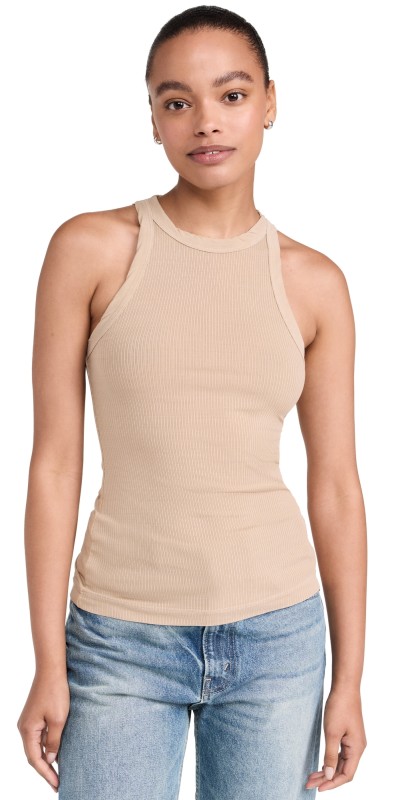 James Perse Cutaway Rib Tank Sand Dune Pigment