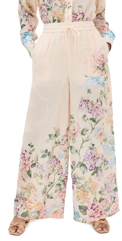 Zimmermann Halliday Relaxed Pants Cream Watercolor Floral