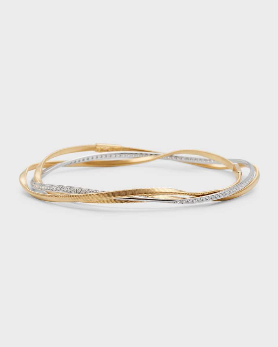 Marrakech 18K Yellow and. White Gold Three Strand Diamond Bracelet