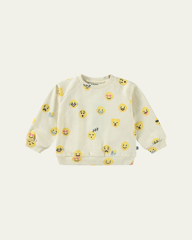 Boy's Disc Emoticon-Inspired Sweatshirt, Size Newborn-4