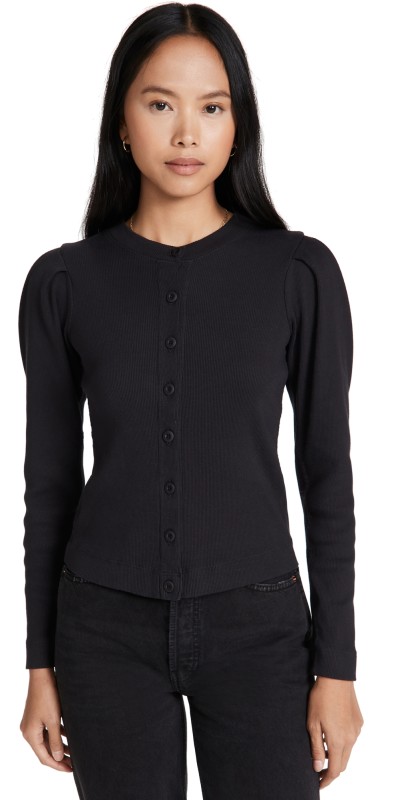 AMO Puff Sleeve Cardigan Vintage Black