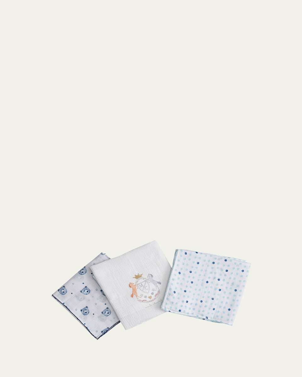 Kid's Printed Muslin Cloths, Set of 3