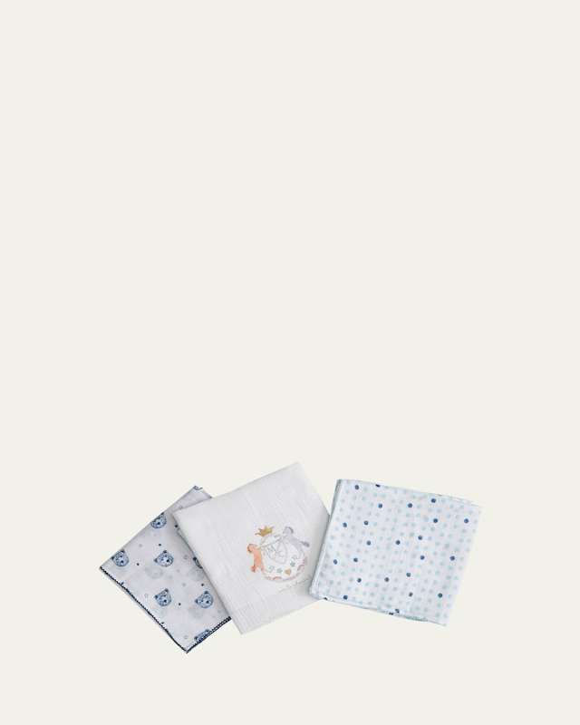 Kid's Printed Muslin Cloths, Set of 3