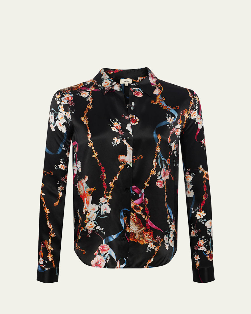 Tyler Floral Silk Button-Front Blous