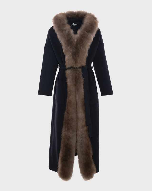 Cashmere Wrap Parka Jacket with Select Cashmere Goat Tri