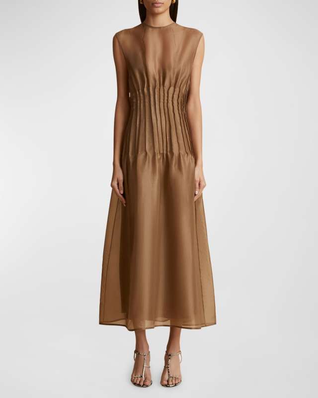 Wes Pleated Silk Maxi Dress