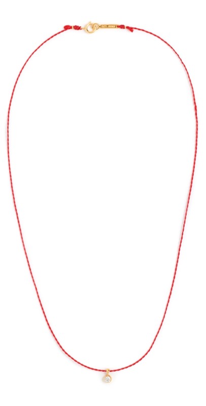 Chan Luu Silk Chord Necklace with Diamond Red
